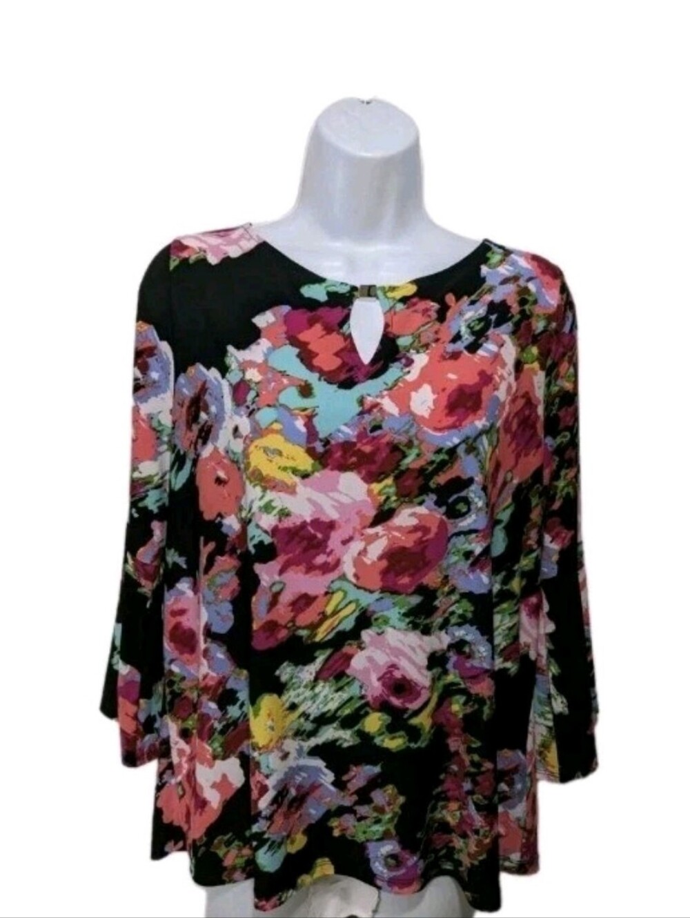 Jones Studio Dark Floral Blouse Top M Dark Whimsical Romantic #4500